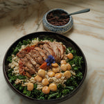 Mediterranean chicken with olives bowl