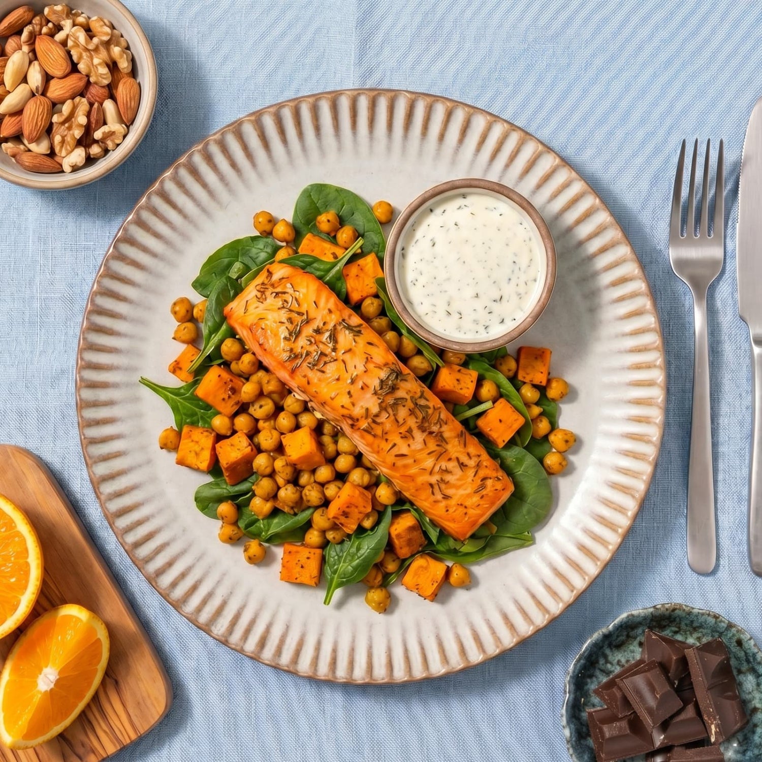 Isabelle's Salmon, Sweet Potato, and Spinach Salad Box