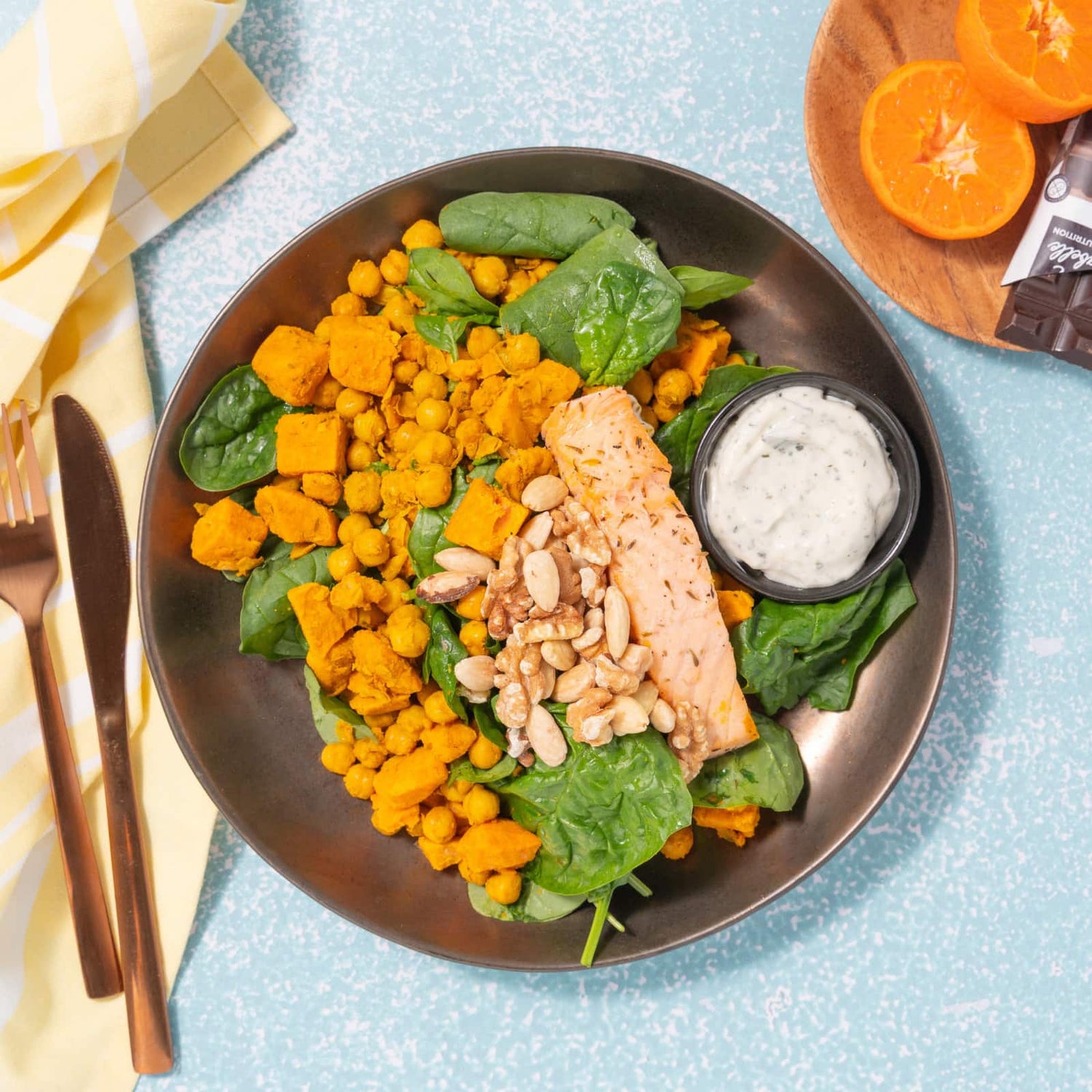 Isabelle's Salmon, Sweet Potato, and Spinach Salad Box