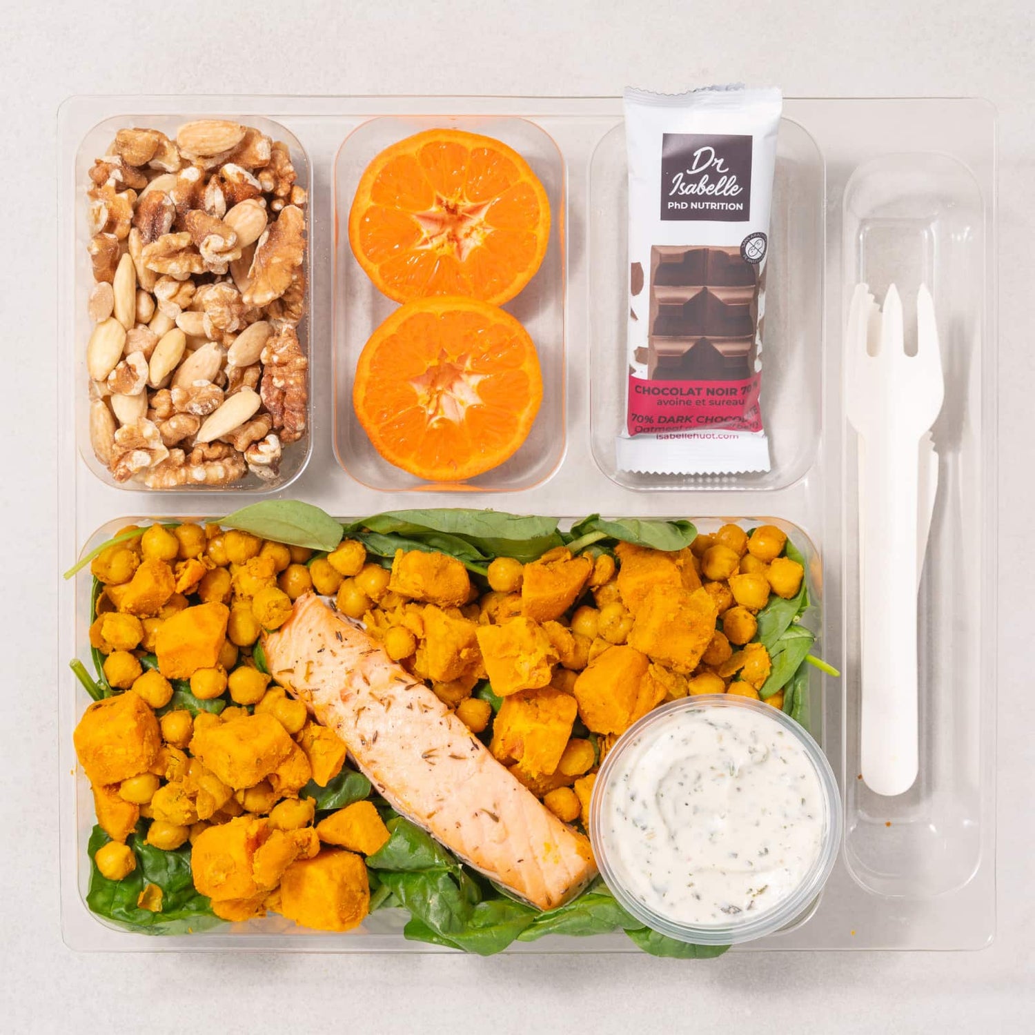 Isabelle's Salmon, Sweet Potato, and Spinach Salad Box