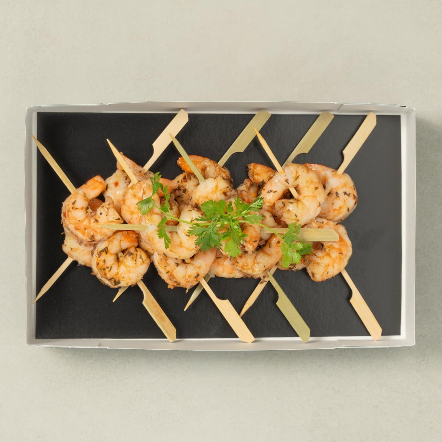 Coffret bouchées - Brochette crevettes à la jerk-AvecPlaisirs Chefs Traiteurs