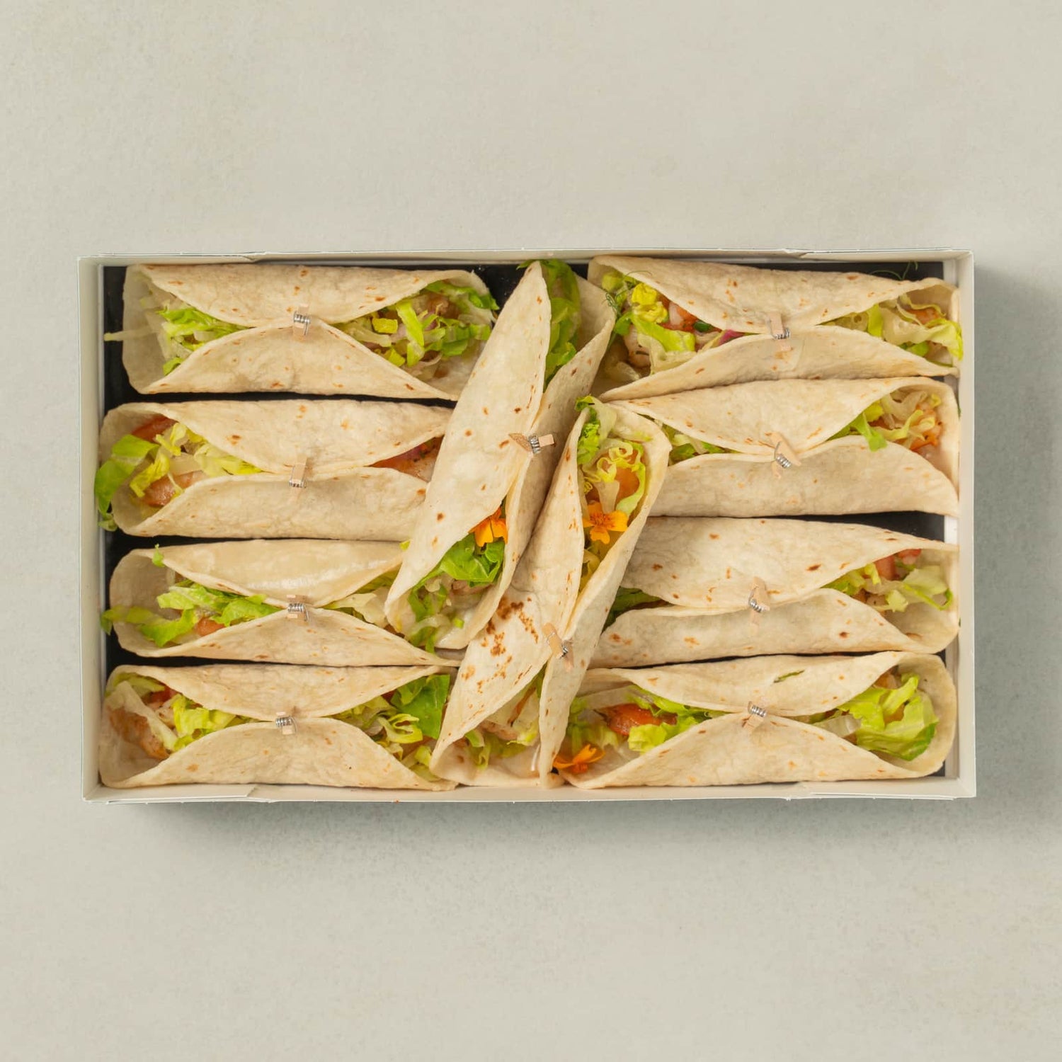 Coffret bouchées - Mini tacos de crevettes-Traiteur Avec Plaisirs