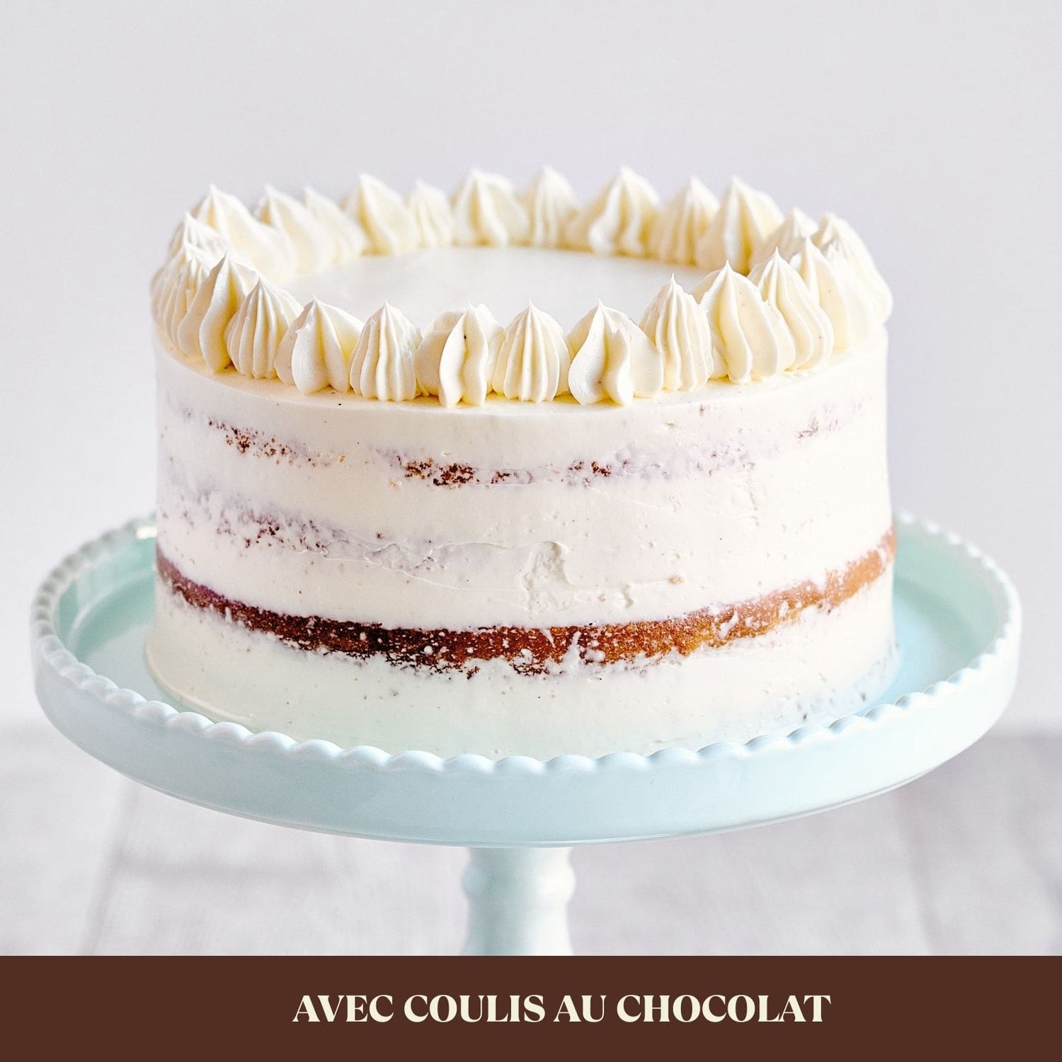 Gâteau vanille avec coulis au chocolat - 14-16 portions-AvecPlaisirs Chefs Traiteurs