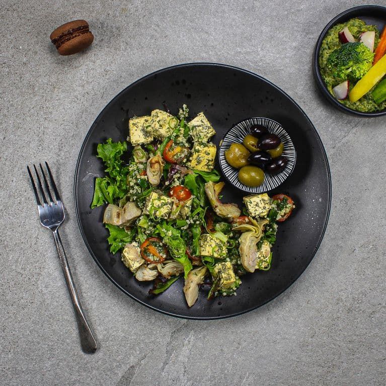 "Feta" tofu style, canary-seed Hearty Salad